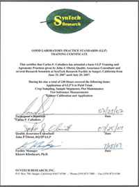 Foto del certificado de GLP